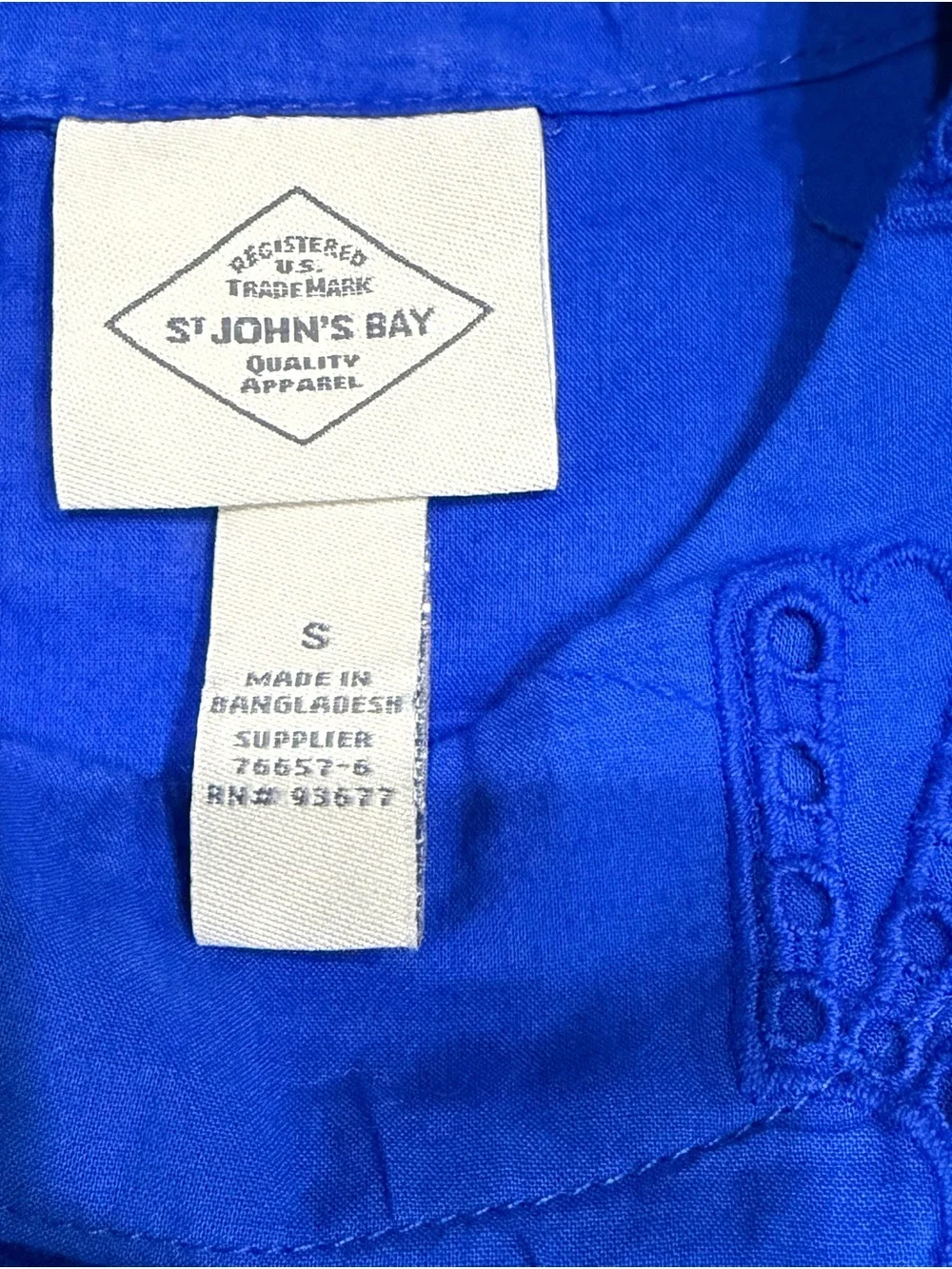 St. John's Bay Cobalt Blue Embroidered Sleeveless Tank - Picture 2 of 9